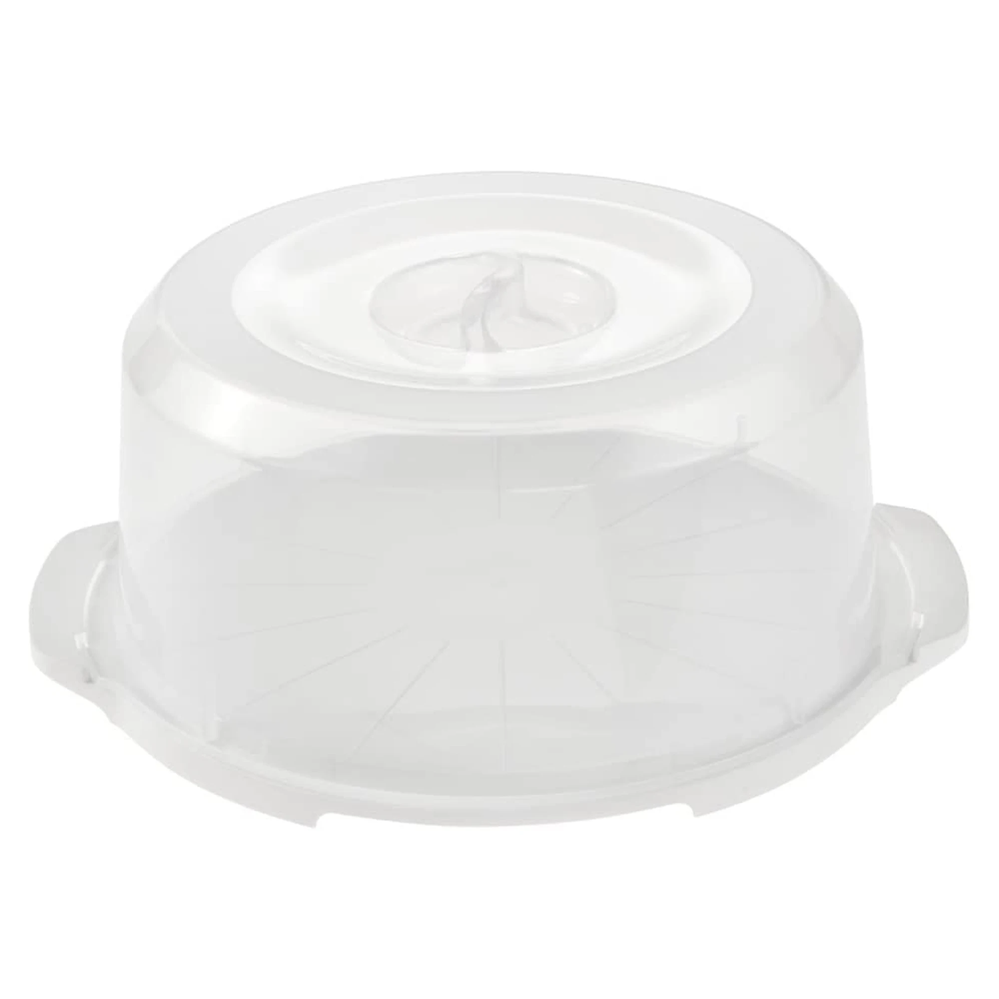 Keeeper Cake Carrier with Pressure Lock Lid and Integrated Handle for Safe Food Storage and Transport, Ø 37 cm x 15 cm, White/Clear, Ideal for Cakes up to 11 cm High, Leakproof Tupper for Pastries and Desserts.