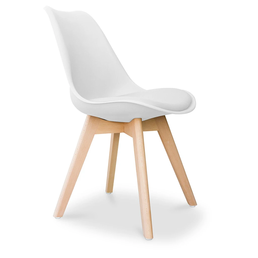 SIRIO Chair White with Faux Leather Cushion and Beech Wood Legs, Iconic Scandinavian Design, Ideal for Dining Room, Office, or Kitchen, Durable and Stylish, Dimensions 81x48x54 cm.