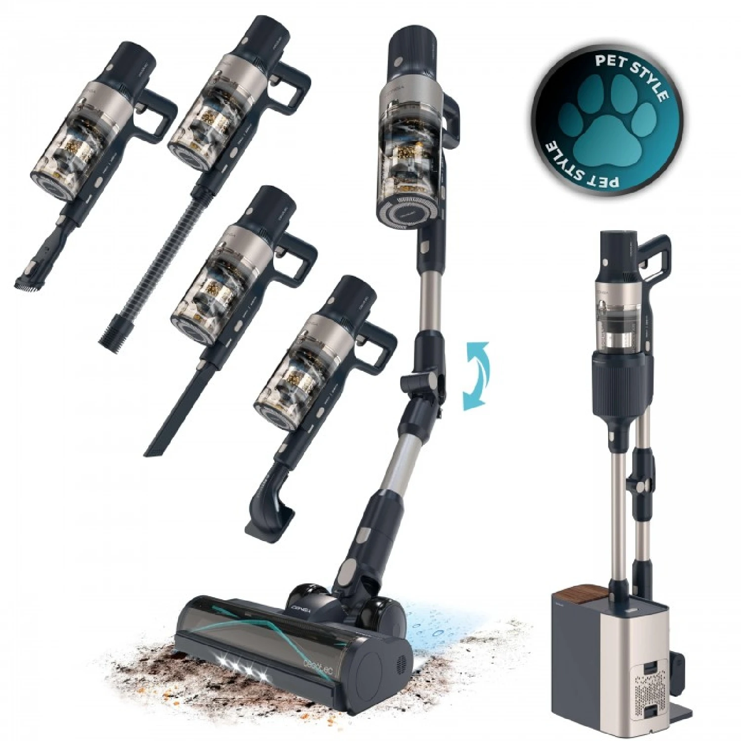 Cecotec bldc vertical vacuum cleaner conga rockstar 5500 hurricane station pet flex