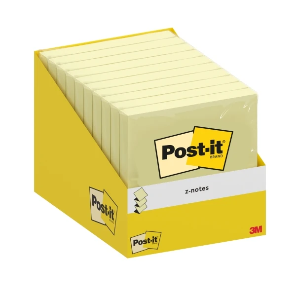 Post-it bloc de 100 z-notas adhesivas reposicionables - forma cuadrada - 76x76mm - color amarillo claro