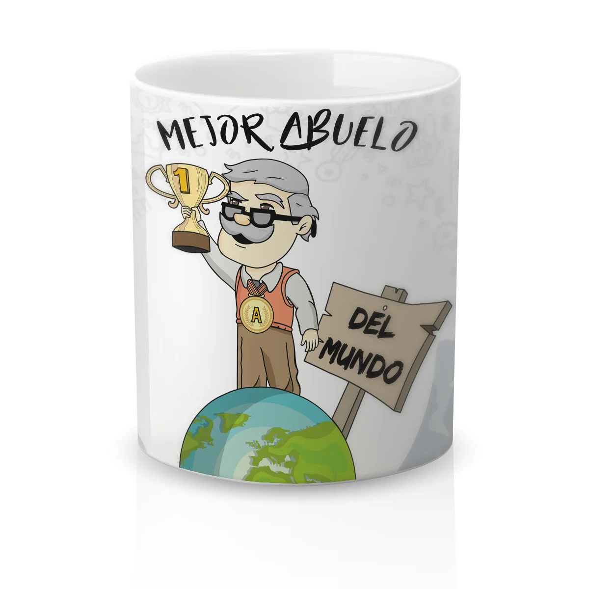 Taza cerámica Regalo Original Amor y Amistad. Resistente 100% al microondas y lavavajillas. Taza con Frase El mejor abuelo del mundo