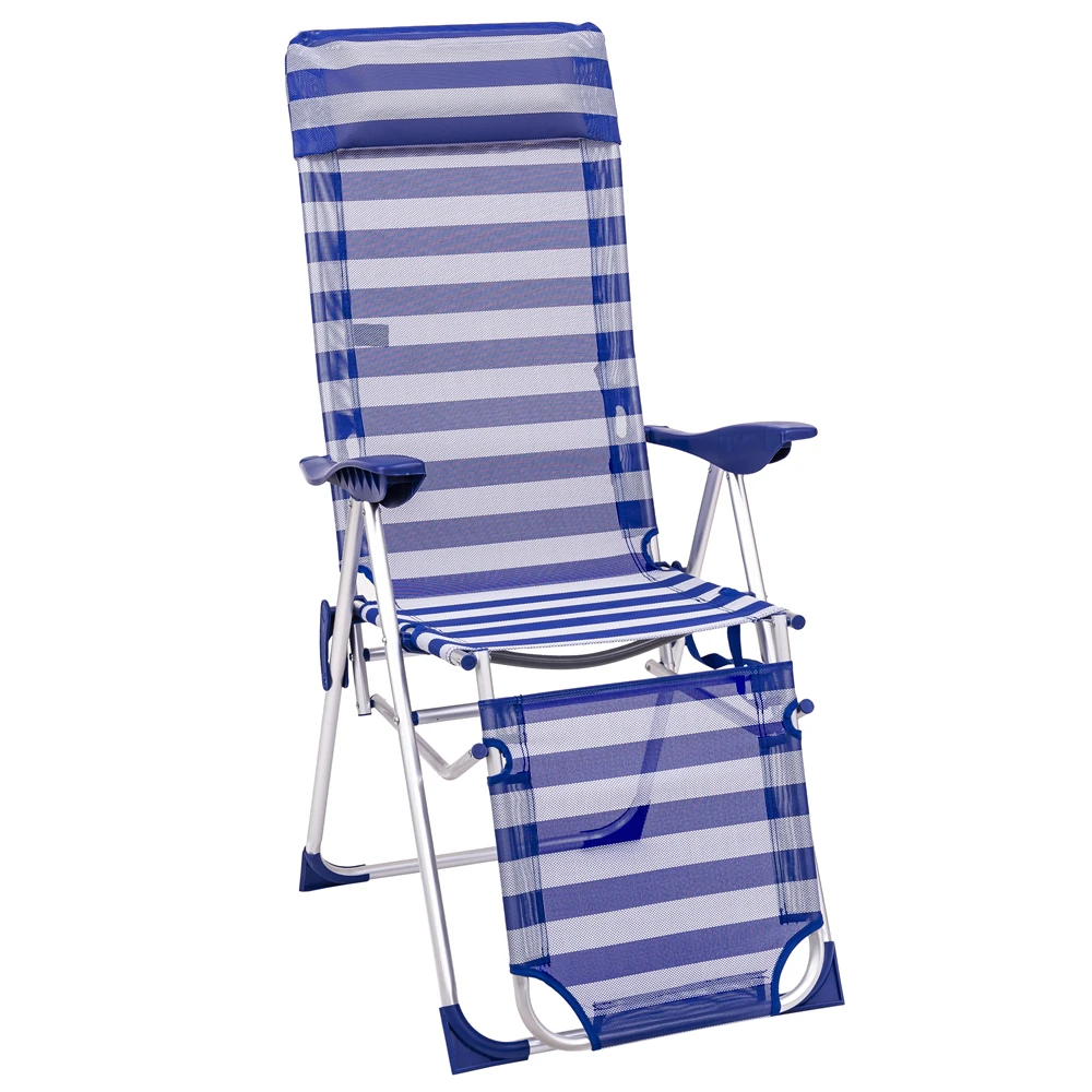 Sillón 5 Posiciones Aluminio Transpirable 61x66x115 Cm - Ideal para Playa y Piscina