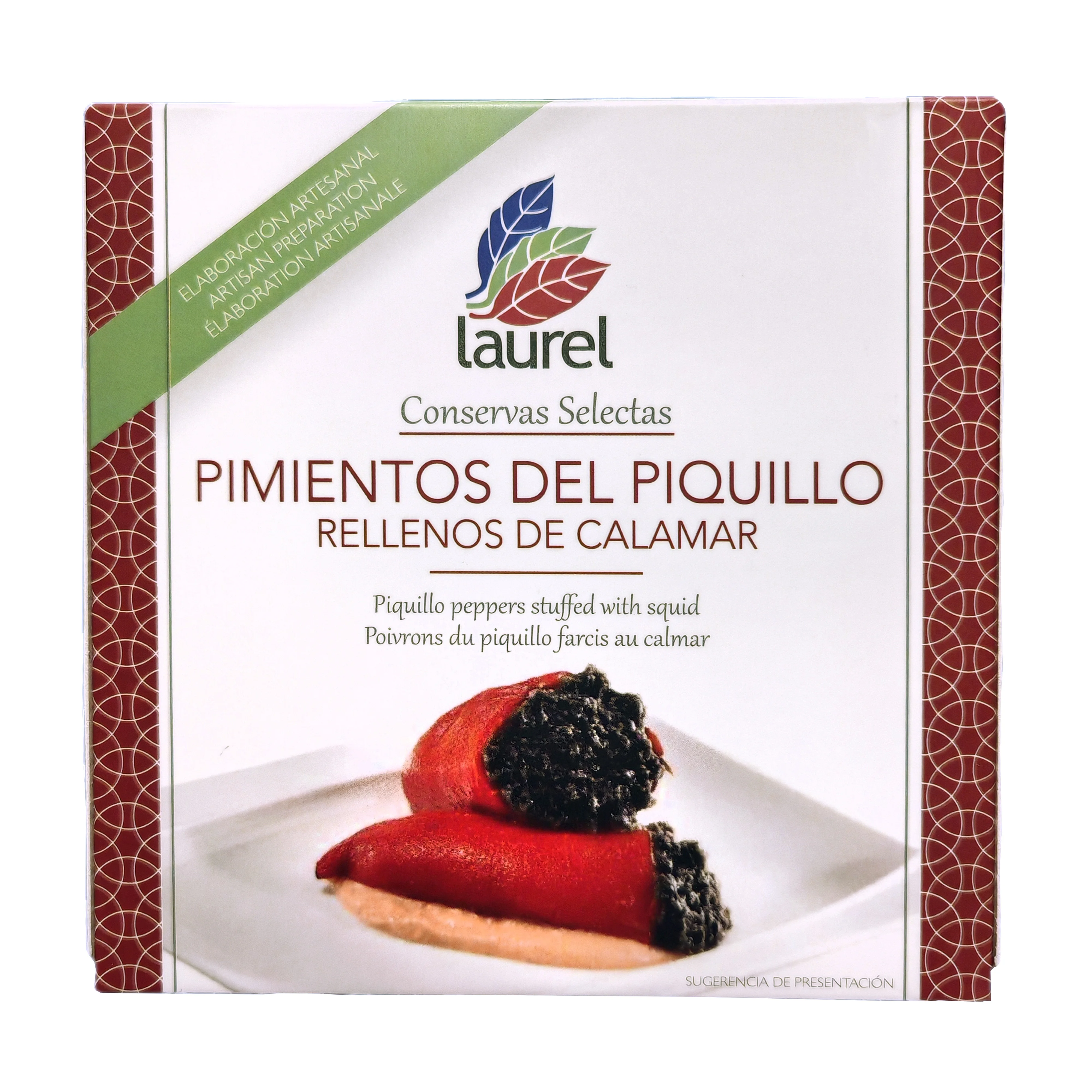 Piquillo peppers stuffed with squid. Pack of 3 units. Laurel preserves