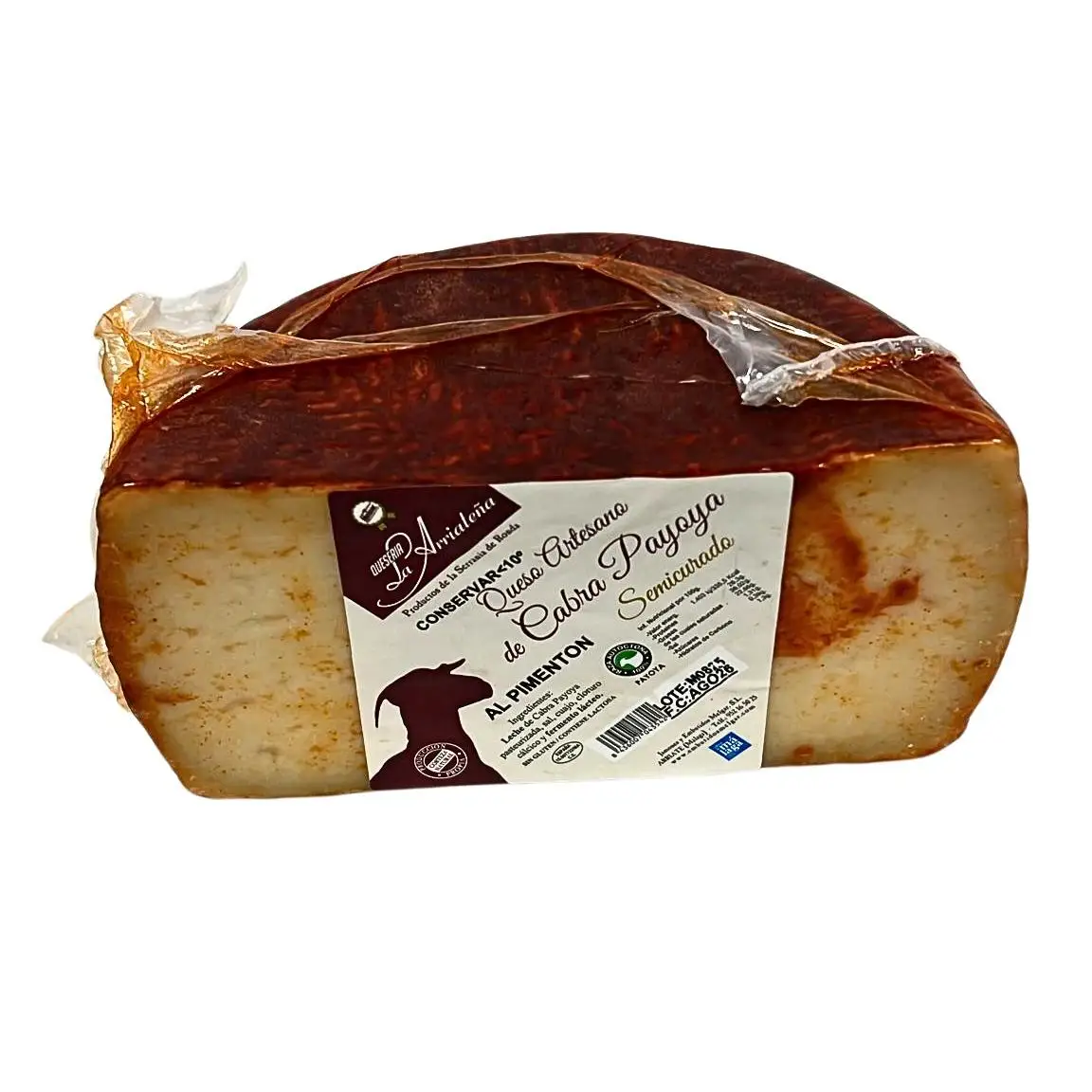 Queso de Cabra Payoya al Pimentón, La Arriateña Ronda, Semicurado Cobertura Roja, Sabor Artesano Sierra de Cádiz, Media Pieza 1kg