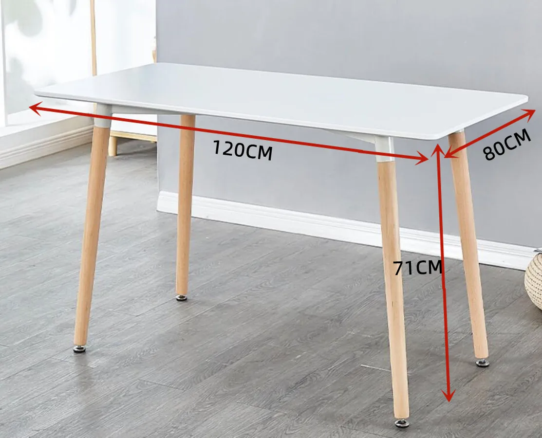 1 x Nordic 120cm Kitchen Dining Table or 4 Chair Home Study Desk Modern Wooden Coffee Table Rectangular Office Conference Table 60 70 80CM