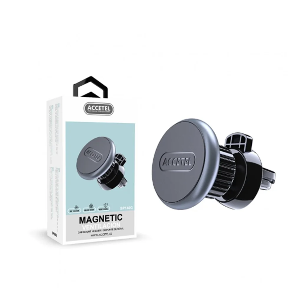 Accetel SP140G Soporte Magnético Coche 360º Giratorio Rejillas De Ventilación - Gris Espacial SP140G