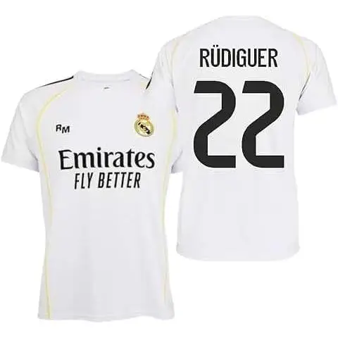 Real Madrid - Réplica Camiseta RÜDIGER Dorsal 22 - Licencia Oficial - Talla Adulto