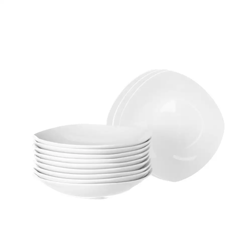 Set de 12 platos hondos cuadrados blancos de porcelana de Ø21 cm Lola Home