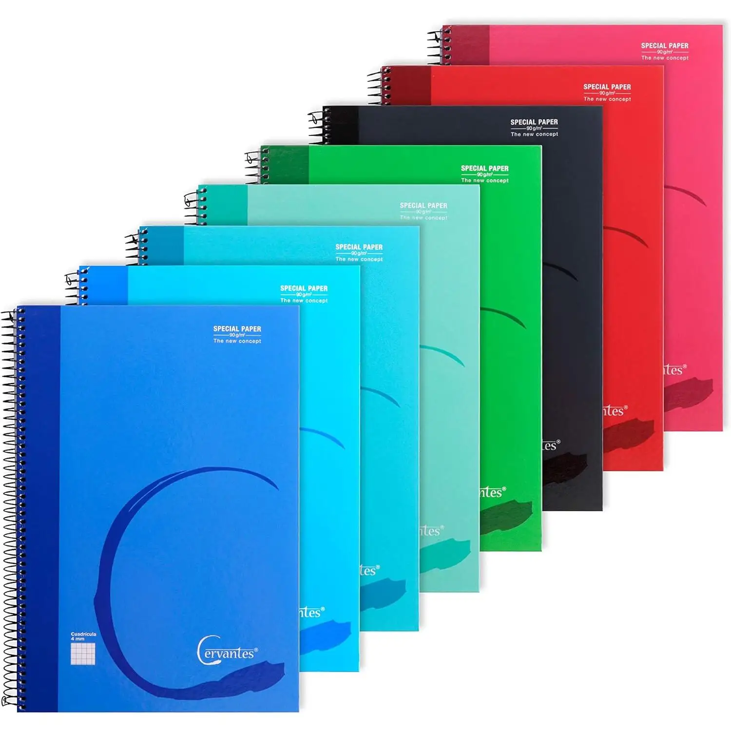 C.A | Pack 8 Cuadernos A4 Cuadriculados 📓 | Tapa Dura Resistente | Con Espiral | 80 Hojas | 310x215 mm