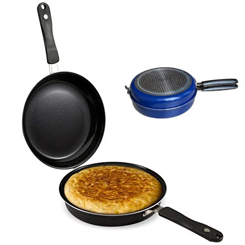 Sartén Giratortilla Doble de 14, 20 y 24 cm para Tortillas, Tortillera - Inducción, Gas, Vitro - Antiadherente PFOA - Marca Kadal