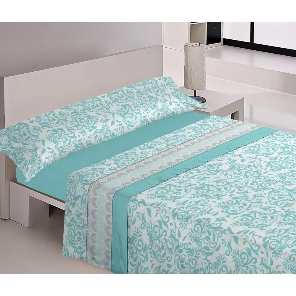 Mercatienda.es Sábanas cama verano-Suaves y Económicas de Microfibra Anti-perli (Artículo Rotativo)- Tulipan en Celeste.