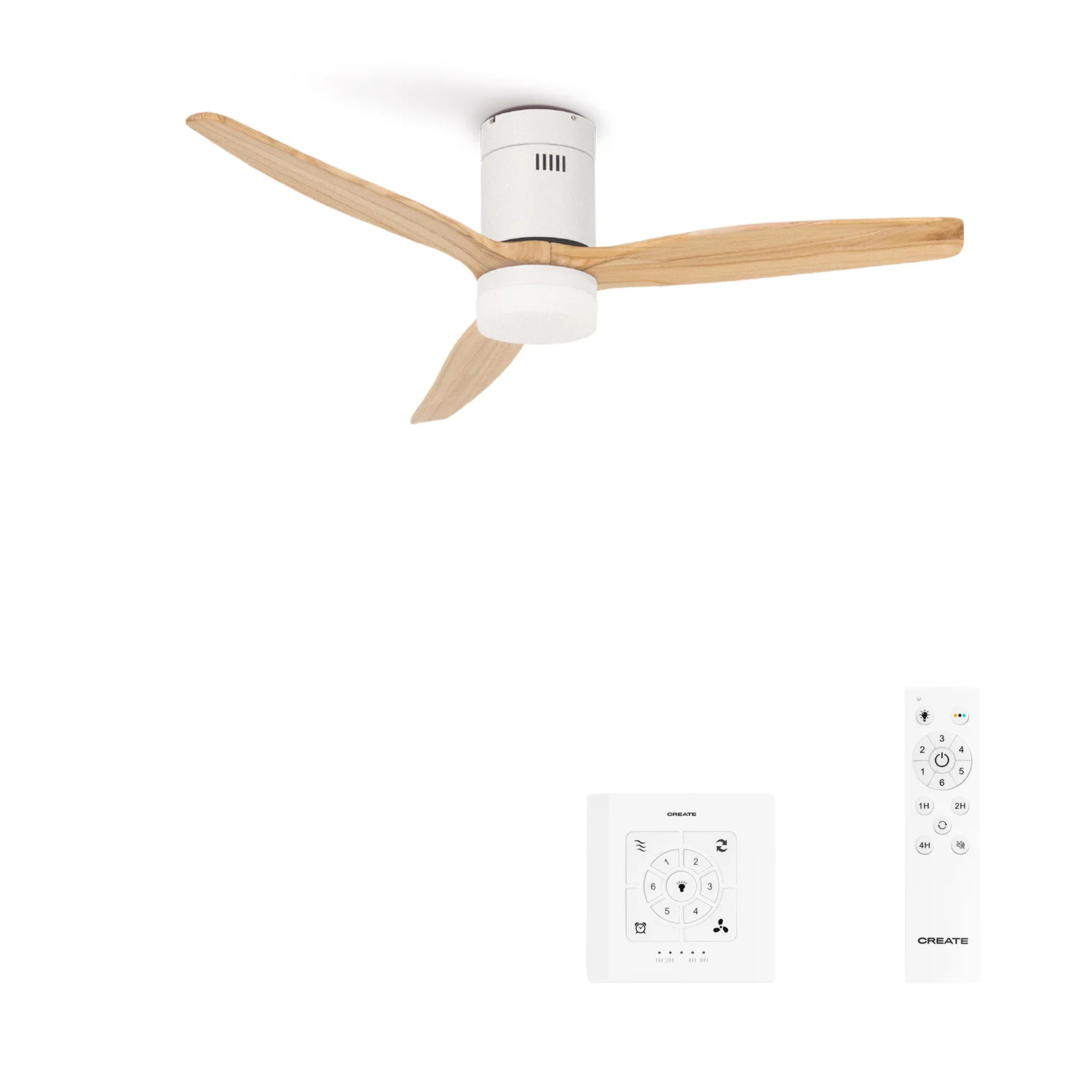 Create - 40w silent ceiling fan ø112cm or ø152cm) - 6 speeds, summer/winter function, white motor, with light- wind calm