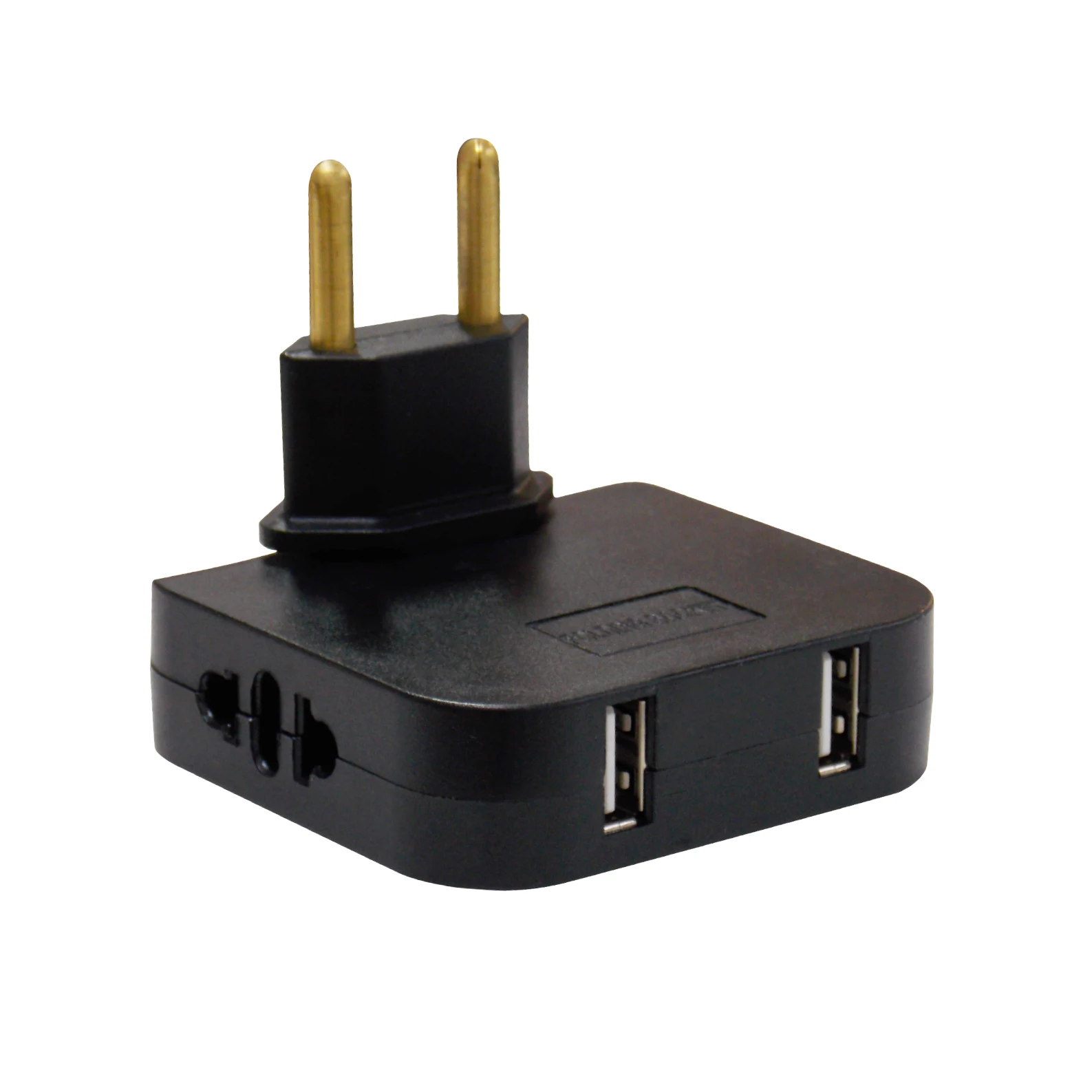 LED ATOMANT Ladrón Enchufe Ultra Plano, 4 en 1: 2X Puertos USB y 2X enchufes (Adaptador Europeo y Americano), Cabezal Giratorio 180 Grados, Compacto, Ideal para Viajes, Uso Interior, Compatible con