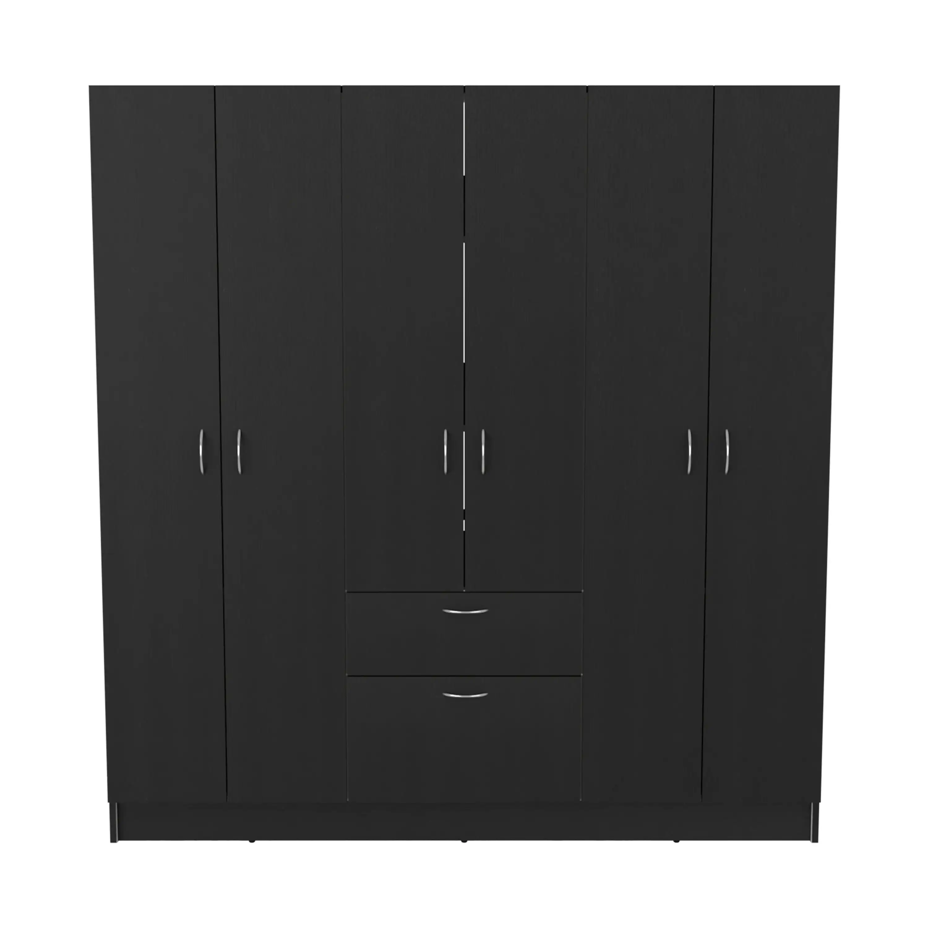 TUHOME Armario de 6 Puertas Mitu, con un cajón y gabinete, Wengue / Blanco Madera manufacturada Dormitorio-Almacenamiento