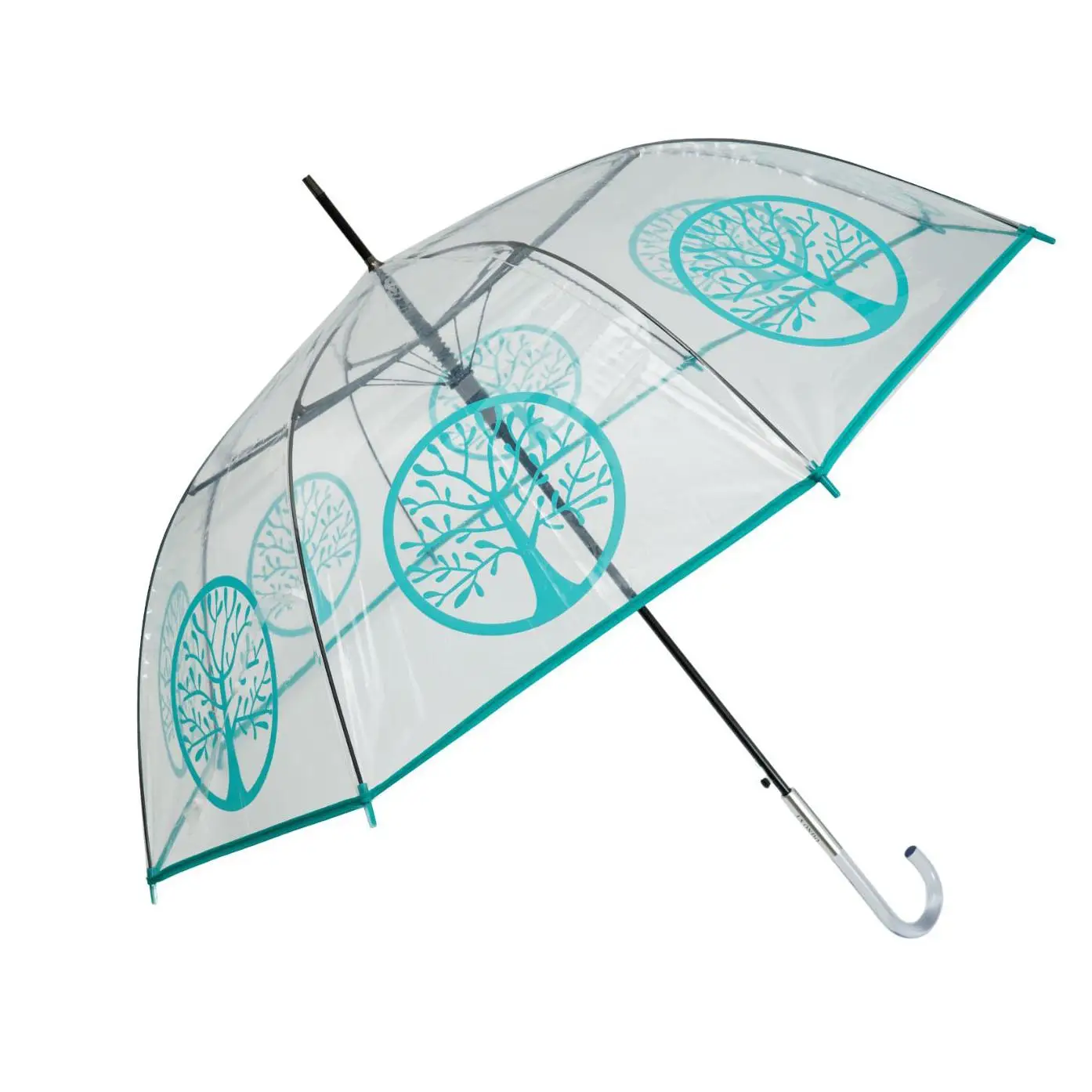 J.S ONDO Paraguas Largo TRANSPARENTE ESTAMPADO ARBOL DE LA VIDA diferentes, Hombre Mujer , Paraguas Holográfico Automático Grande Plegable, 8 Varillas Resiste Al Viento, Holográfico