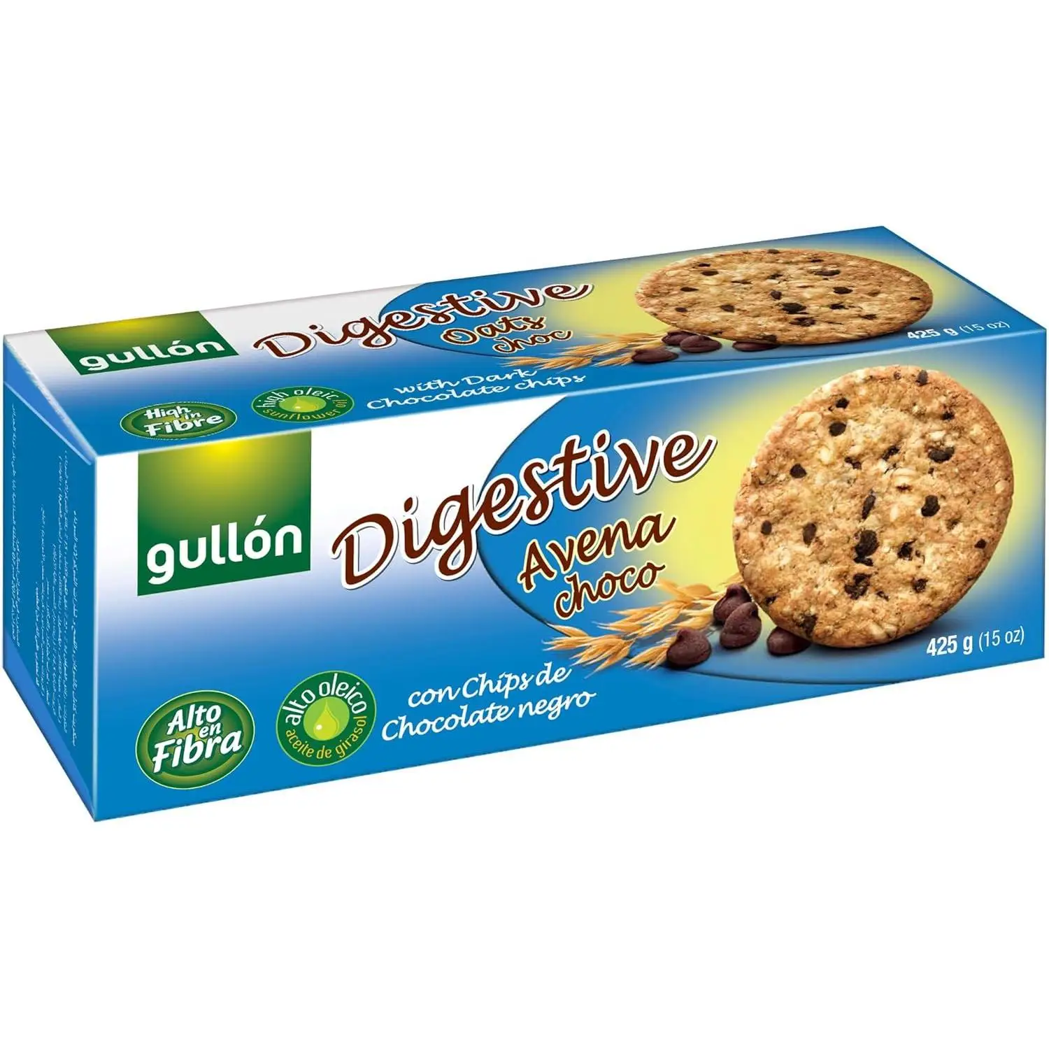 PACK DE 10 - Galletas Digestive Avena Choco con chips de chocolate negro Gullón 425g