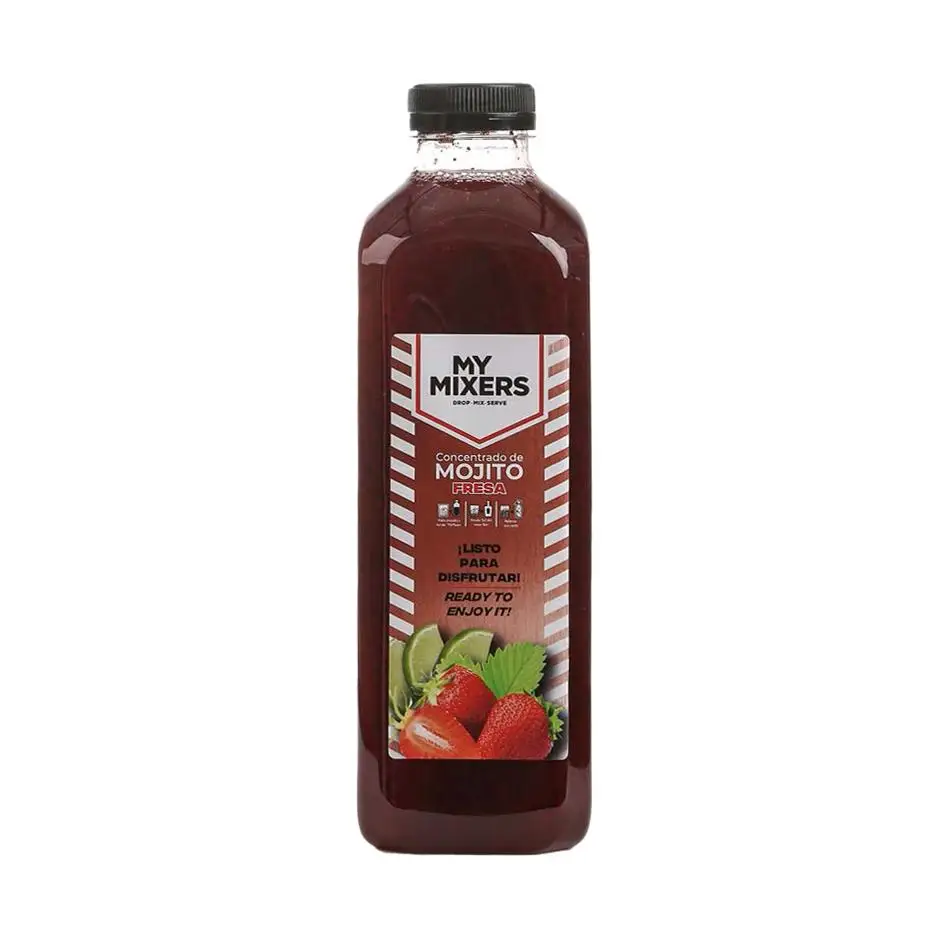 OXEFRUIT - Concentrado para Mojito de Fresa 1L, Bebida Refrescante con Hierbabuena, Azúcar y Limón, Hecho en España