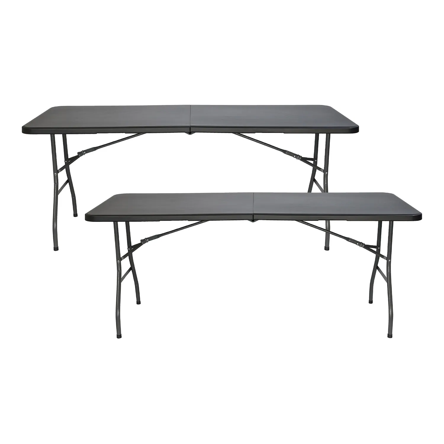 Pack 2 Mesas Plegables Portátiles Rectangulares de 180 cm | Thinia Home | Mesa Multiusos: Camping, Eventos en Espacios Exteriores o Interiores | Mesa Resina y Patas Acero | 4-6 Personas