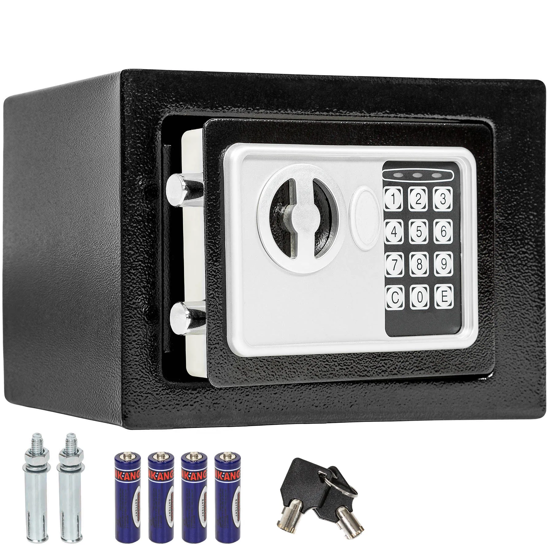 Tectake-electronic safe + safety key Model 4 large Material: iron with powder coating security code to choose (between 3 and 8 digits) double bolt lock system