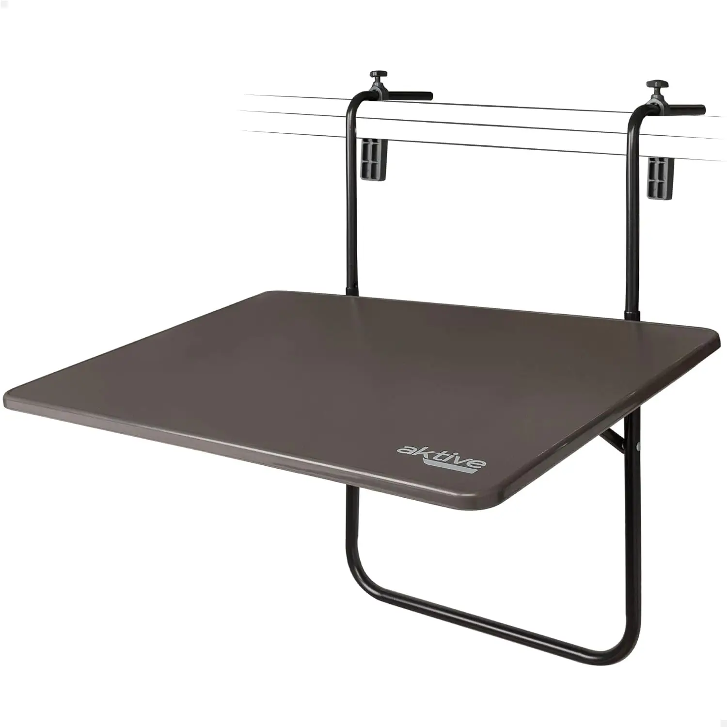 Mesa Plegable para Balcón con Estructura de Acero y Tablero de MDF 60 x 42 CM – Mesa Abatible y Ajustable en 3 Posiciones para Barandillas de Terraza o Balcón – Soporta Hasta 20 KG, Fácil de Montar y Limpiar, Ahorra Espacio, Ideal para Uso Individual, Mul