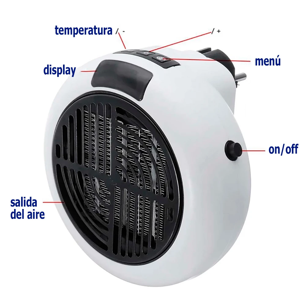 Low consumption portable heater with remote control | Power: 900 W | Temperature adjustable and fast heating | For bathroom, home, office | Programmable timer | RevolutionLine