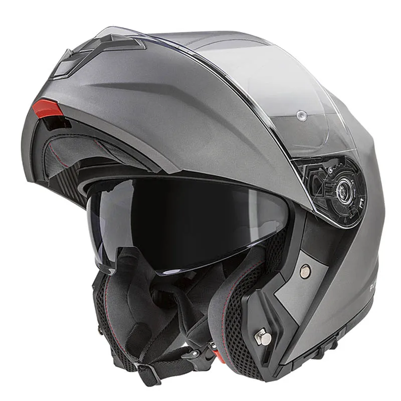 Garibaldi G100 Modular Motorcycle Helmet in Matte Anthracite, made of durable polycarbonate, featuring double P/J certification, anti-fog visor with Pinlock, removable hypoallergenic interior, and ECE 22.06 approval for optimal safety. #1