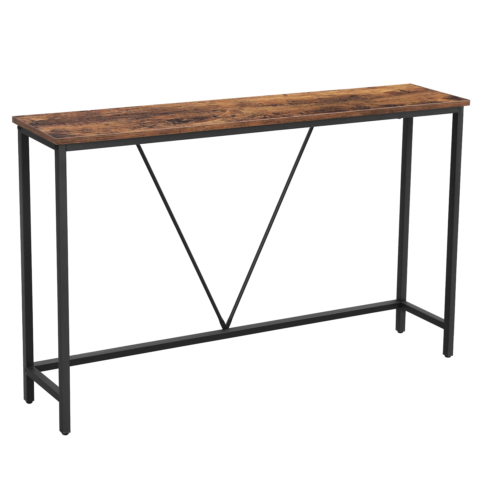 VASAGLE Mesa de Consola para Pasillo, Mesa de Sofá Delgada para Sala de Estar, Mesa de Entrada, Montaje Fácil, Marrón Rústico y Negro Tinta/ Blanco Mármol y Negro Tinta