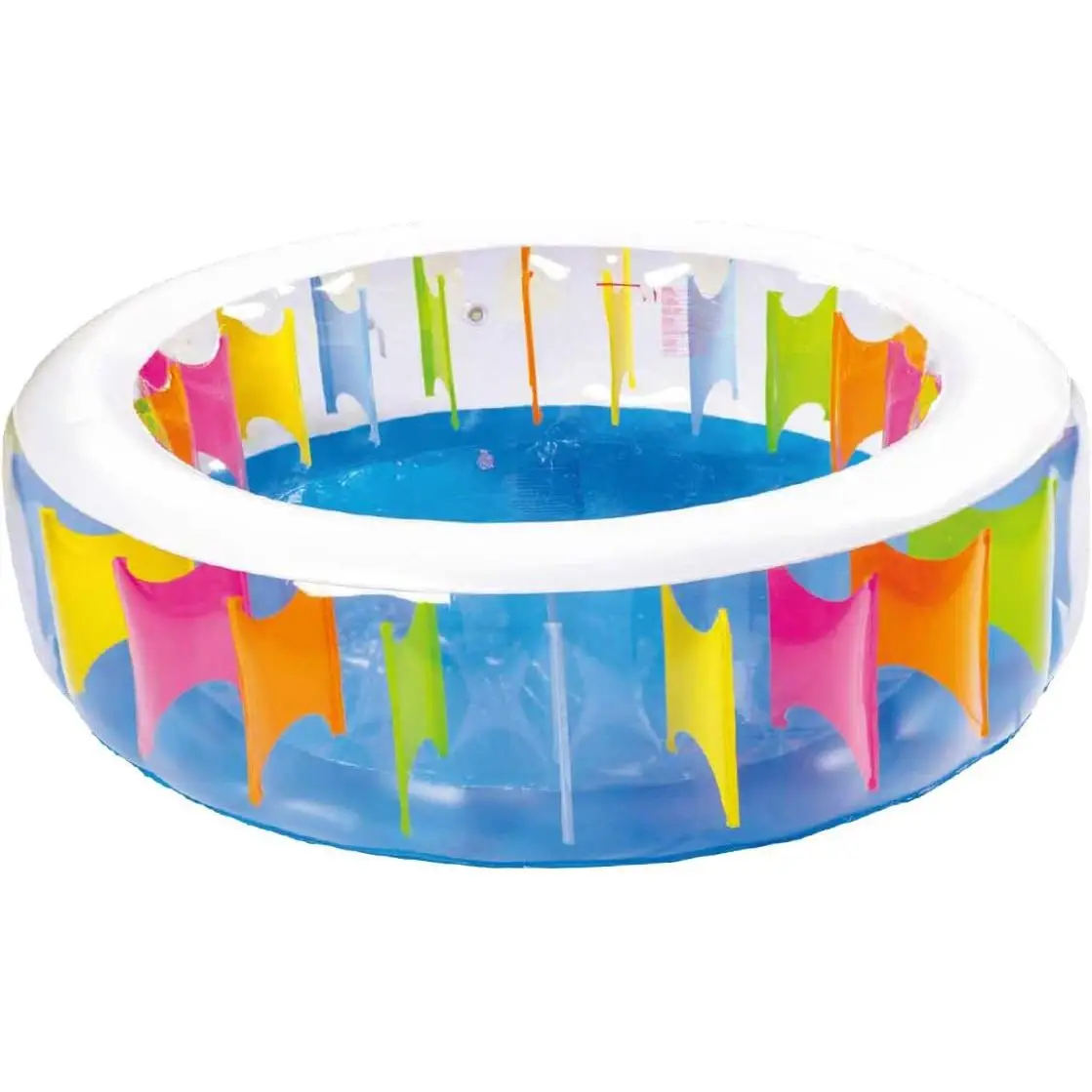 Piscina Inflable Redonda 190 cm x 50 cm – Capacidad 560 Litros – Piscina Infantil y Familiar con Pared Transparente y Paneles de Colores – PVC Resistente – Ideal para Jardín, Terraza y Verano