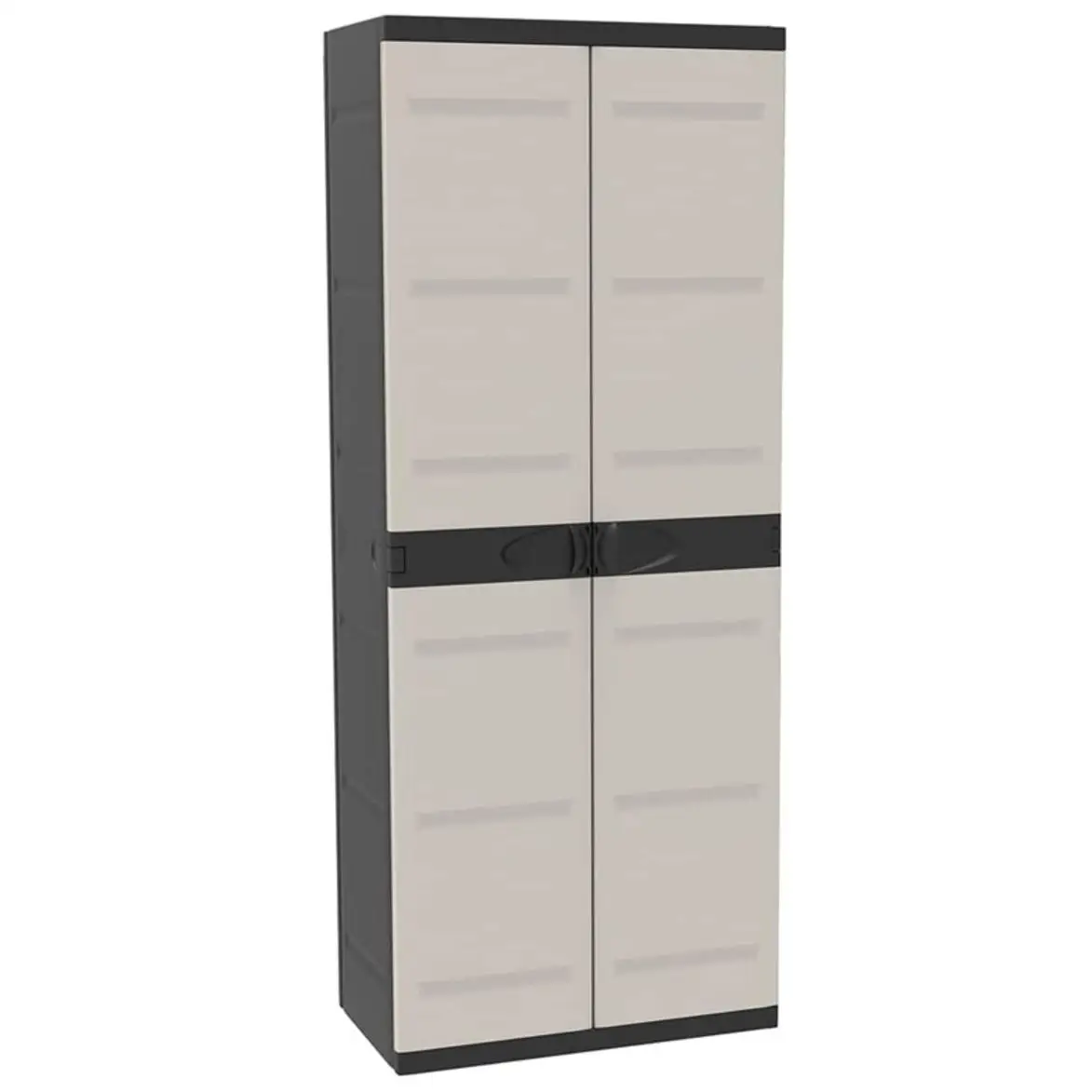 Armario de plástico, Beige y negro, 2 puertas, 4 baldas regulables en altura | Medidas: 176x70x41 cm Recamania Plastiken