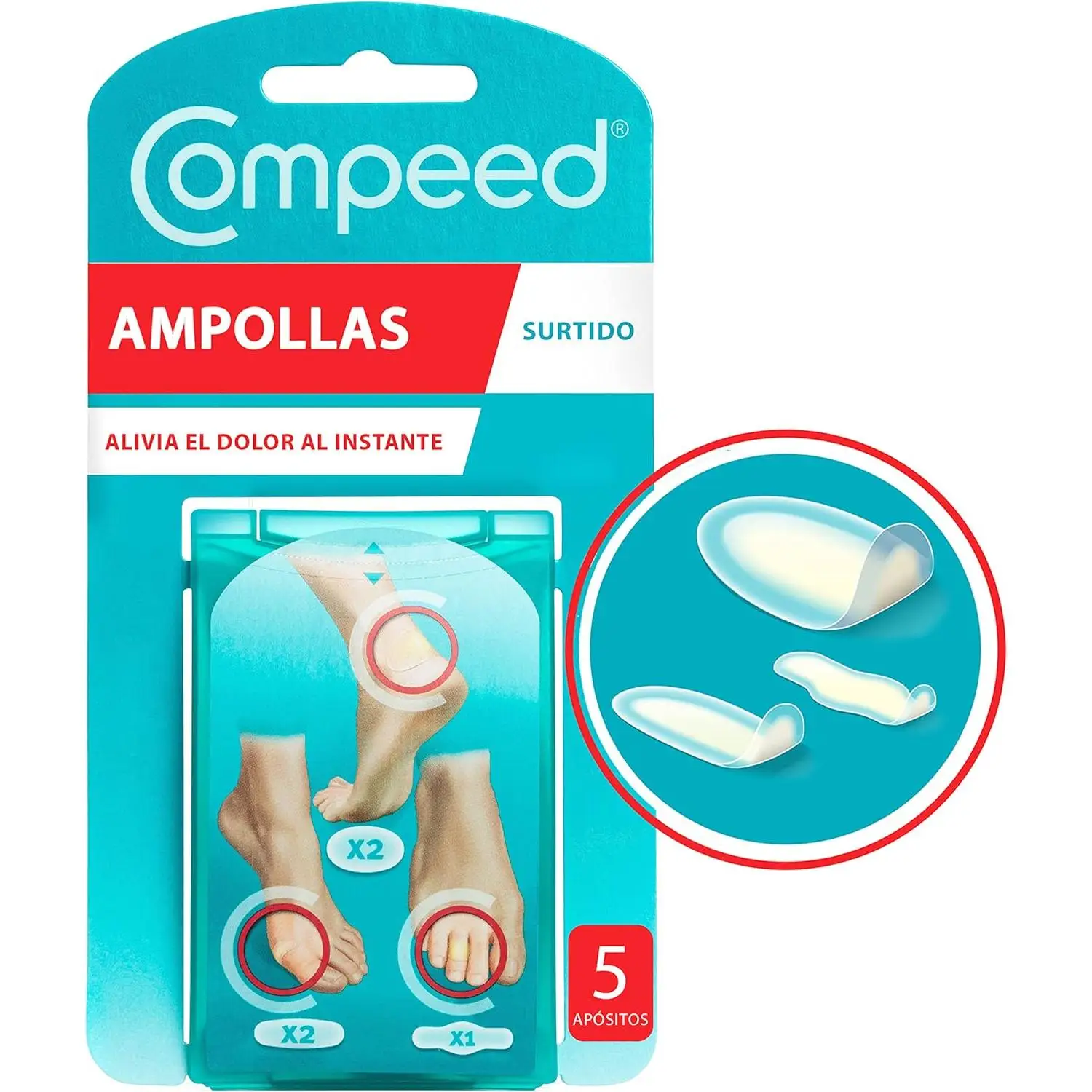 Compeed Ampollas Surtido 5 uds de 3 Tamaños: 2 Med, 2 Peq y 1 Ded