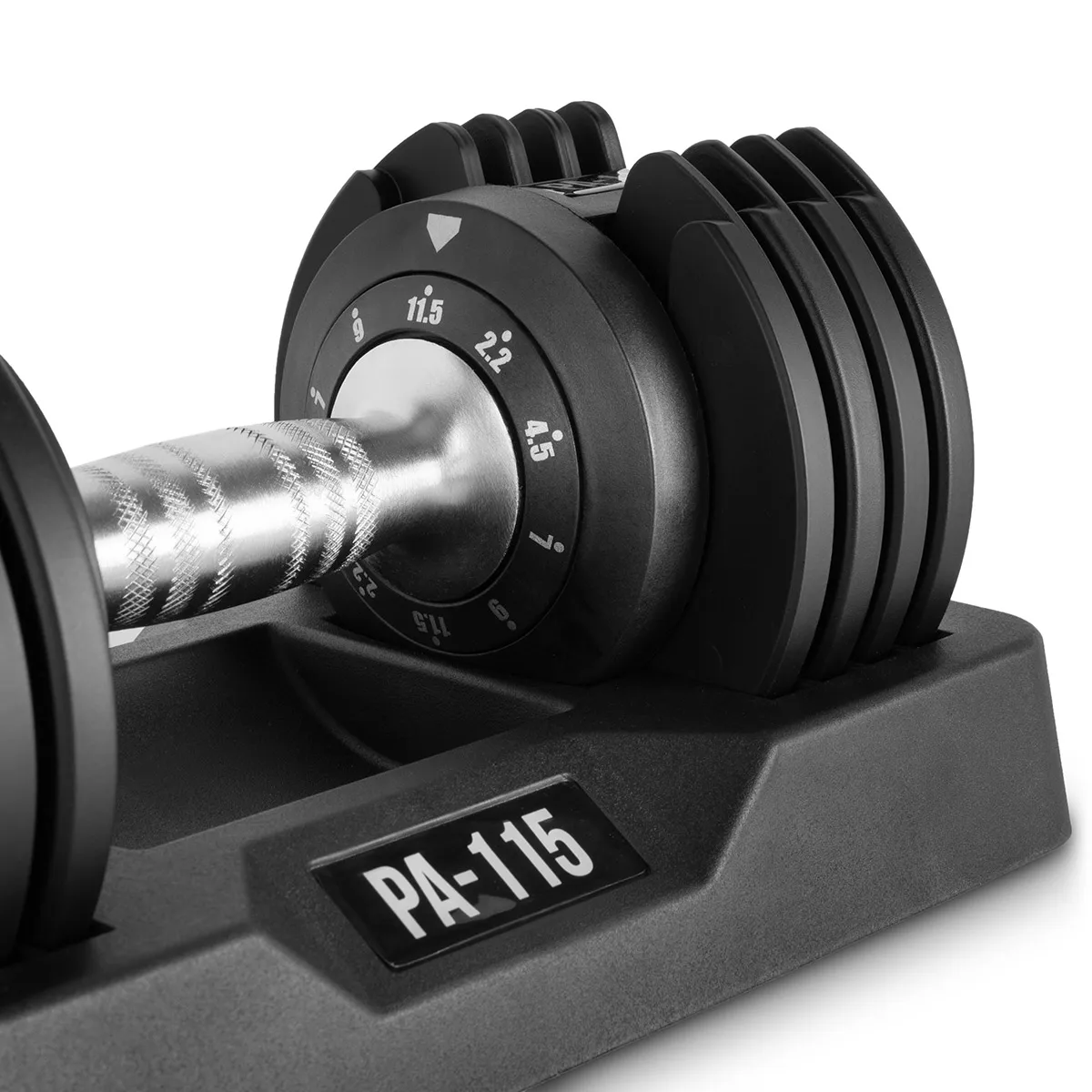 FITFIU Fitness PA-115 Adjustable Dumbbell Set 2.2kg to 11.5kg for Home Gym Workouts, featuring a quick lock weight adjustment and non-slip handle for safe training.