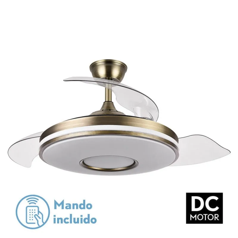 Dani leather retractable ceiling fan with 3 blades ø108cm - fabrilamp