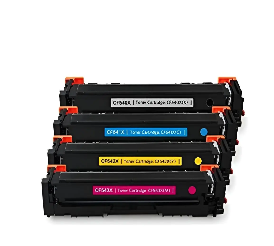PACK 4 TONERS HP CF540X CF541X CF542X CF543X paraHP Color LaserJet Pro M254, M280, M281compatiblesNEGROCIANMAGENTAAMARILLO
