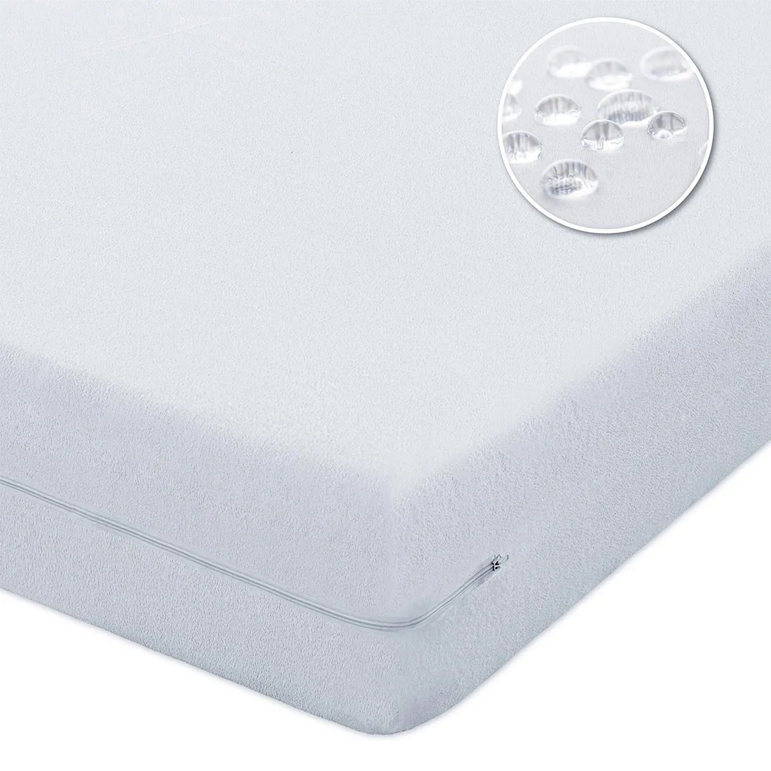 HOMESOL®  Funda de colchón rizo, Elástica, Transpirable, Tratamiento antialérgico con Cremallera. Ideal para Todas Las Alturas.