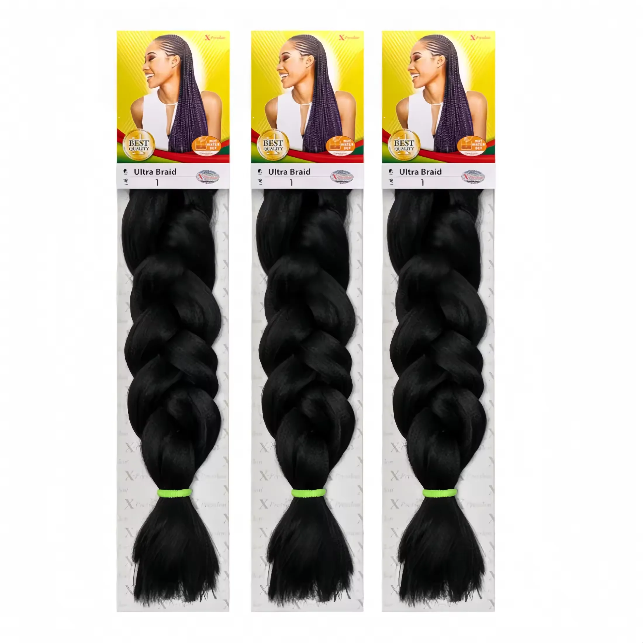 CasaSofia- X-PRESSION Kanekalon. X-pressure Ultra Braid 100% Kanekalon - (3 packs)-available in 34 colors-hair extension to make braids 208 cm, 165 g per pack-synthetic hair 100% synthetic fiber-extra-large braided fiber