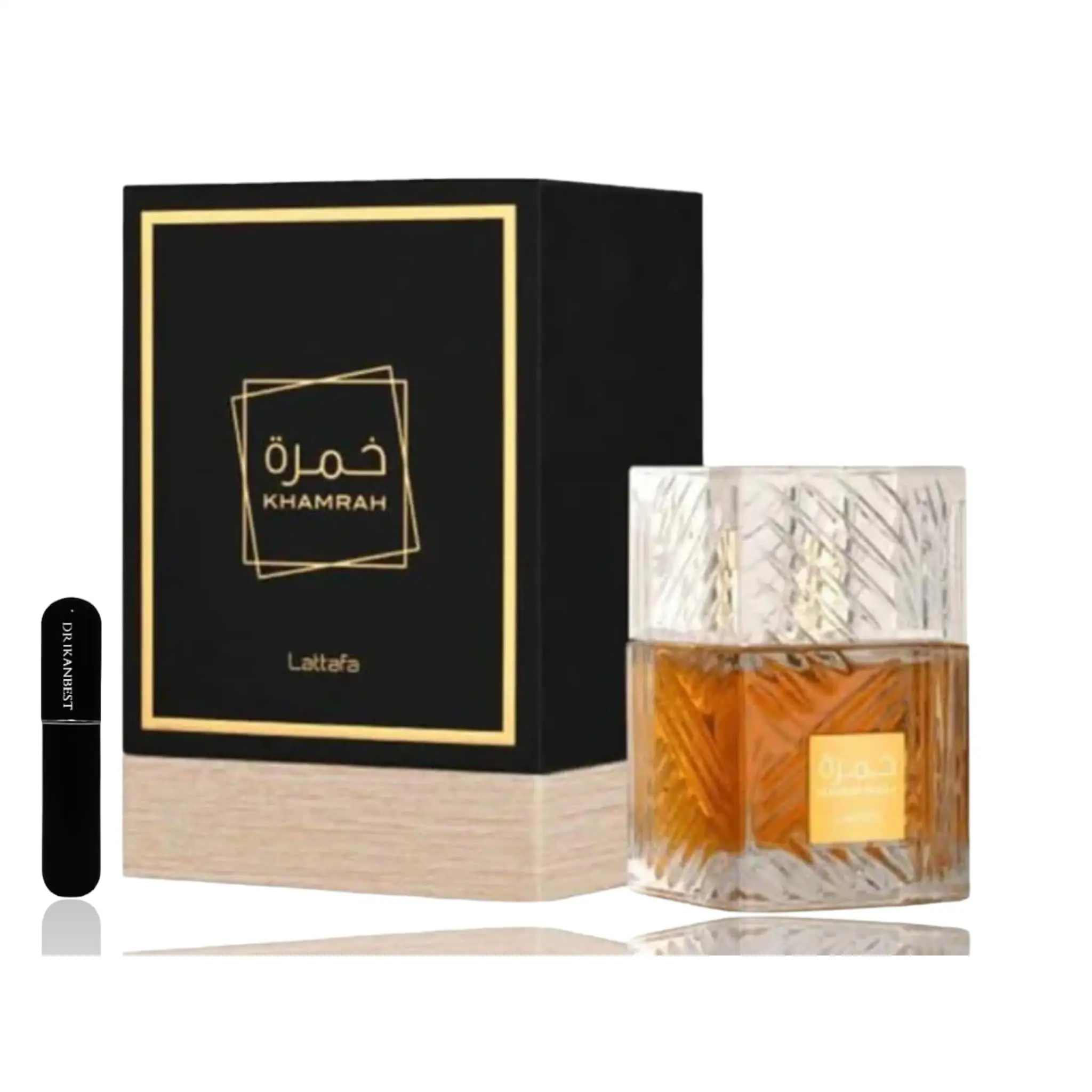 Khamrah Eau de Parfum Lattafa 100ml unisex+REGALO Atomizador 5ML DRIKANBEST Recargable