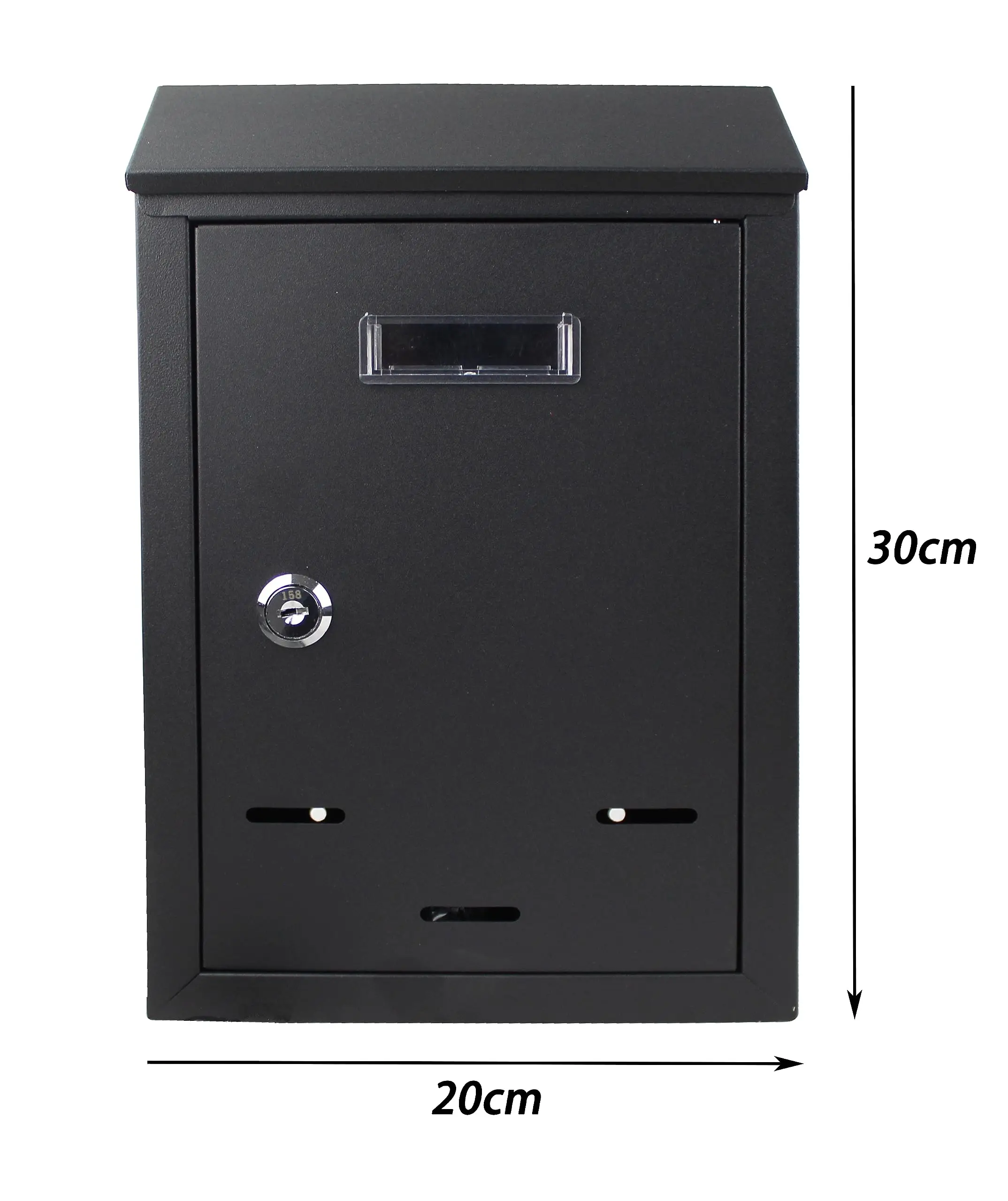 Steel mailbox for exterior wall size (30xx20cm) with lock and key color black (black)