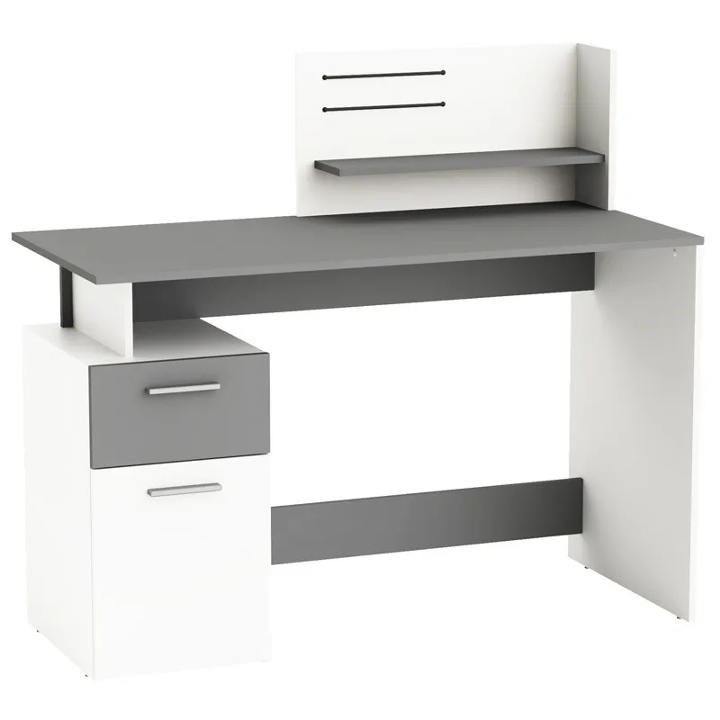 Miroytengo Escritorio Platón Multimedia Color Blanco y Gris Oscuro 122 cm