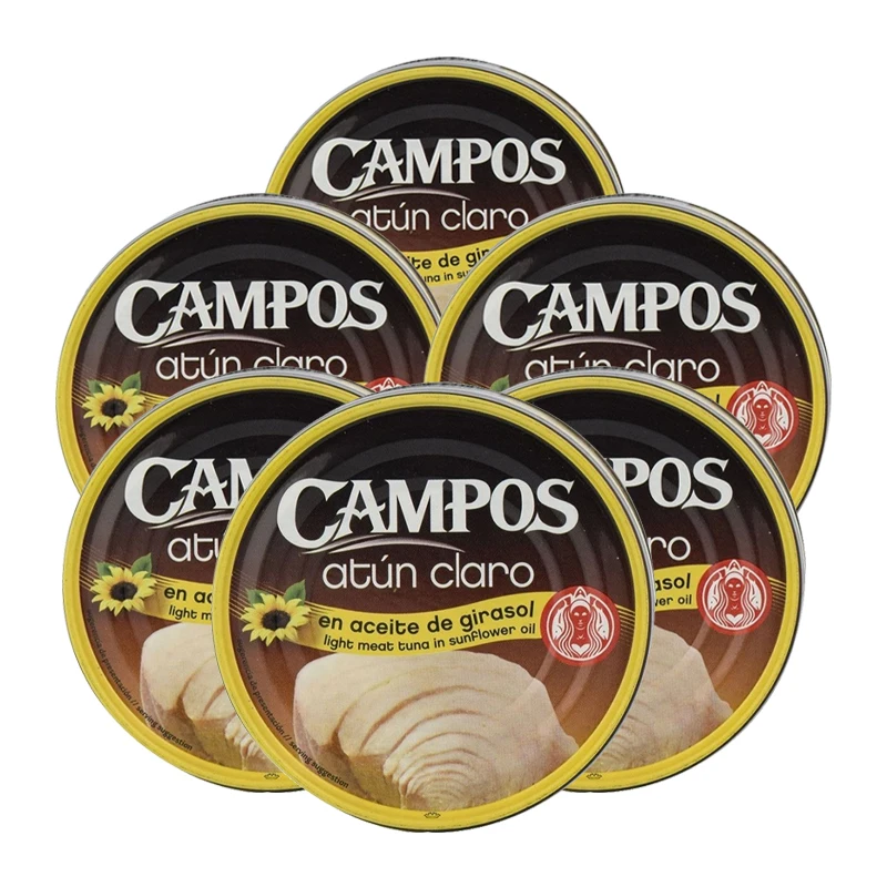 Atún claro en aceite de girasol Campos 160 g x 6 latas. Total 960 g