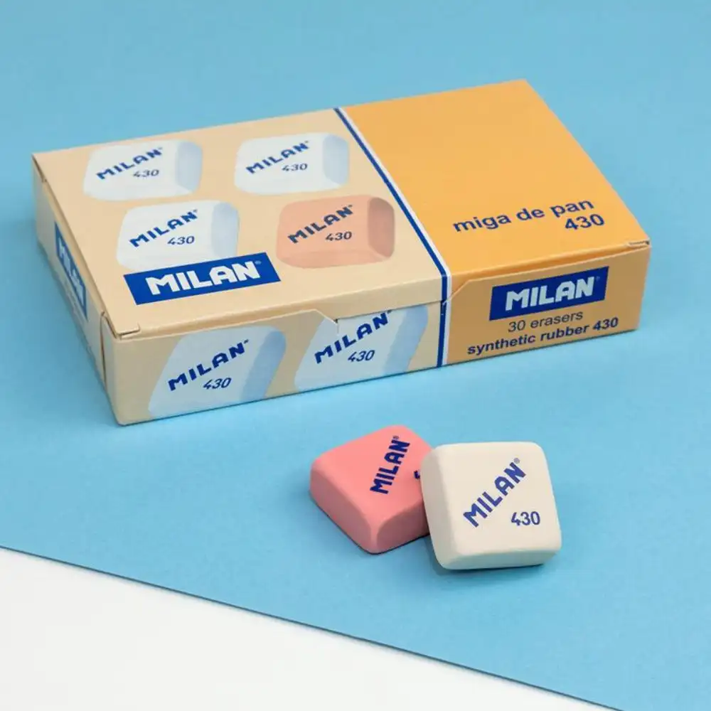 MILAN-assorted box of 30 erasers Milan 430 square bread crumb