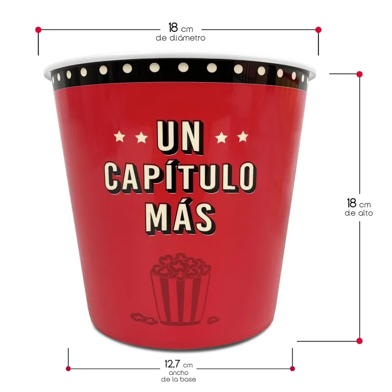 EURASIA Bucket for Popcorn, 2.8L, BPA Free Plastic, 18x12,7x18 cm