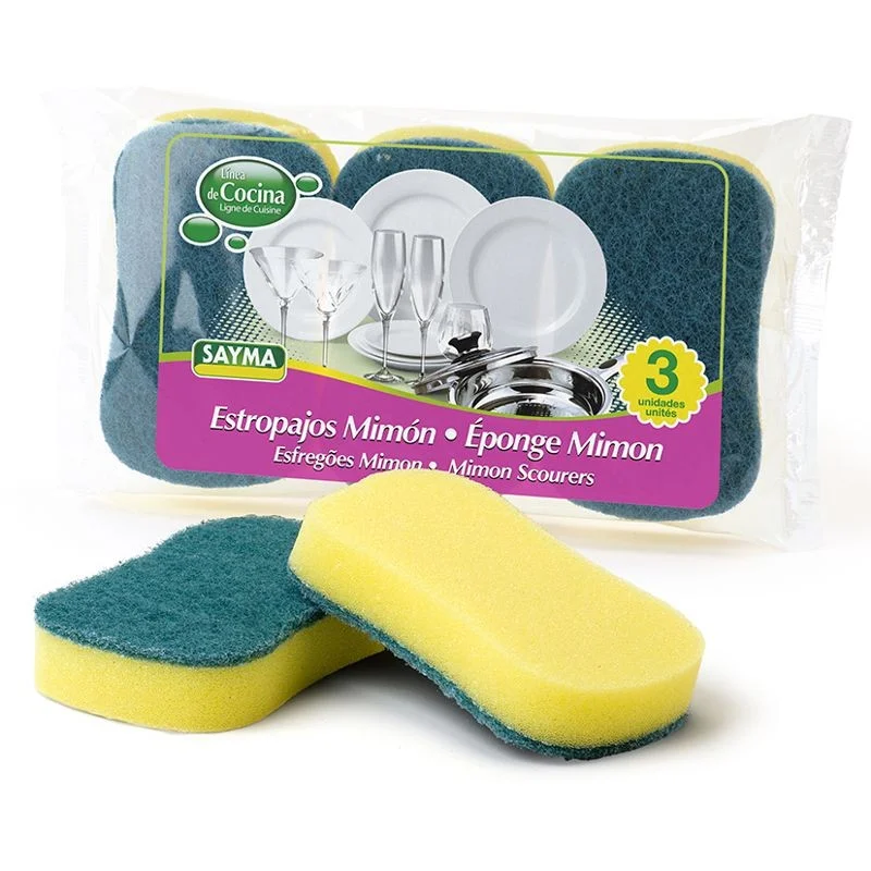 Sayma Estropajo Especial Vajillas Mimón Fibra Verde - Pack 3 Unidades X 4 Packs