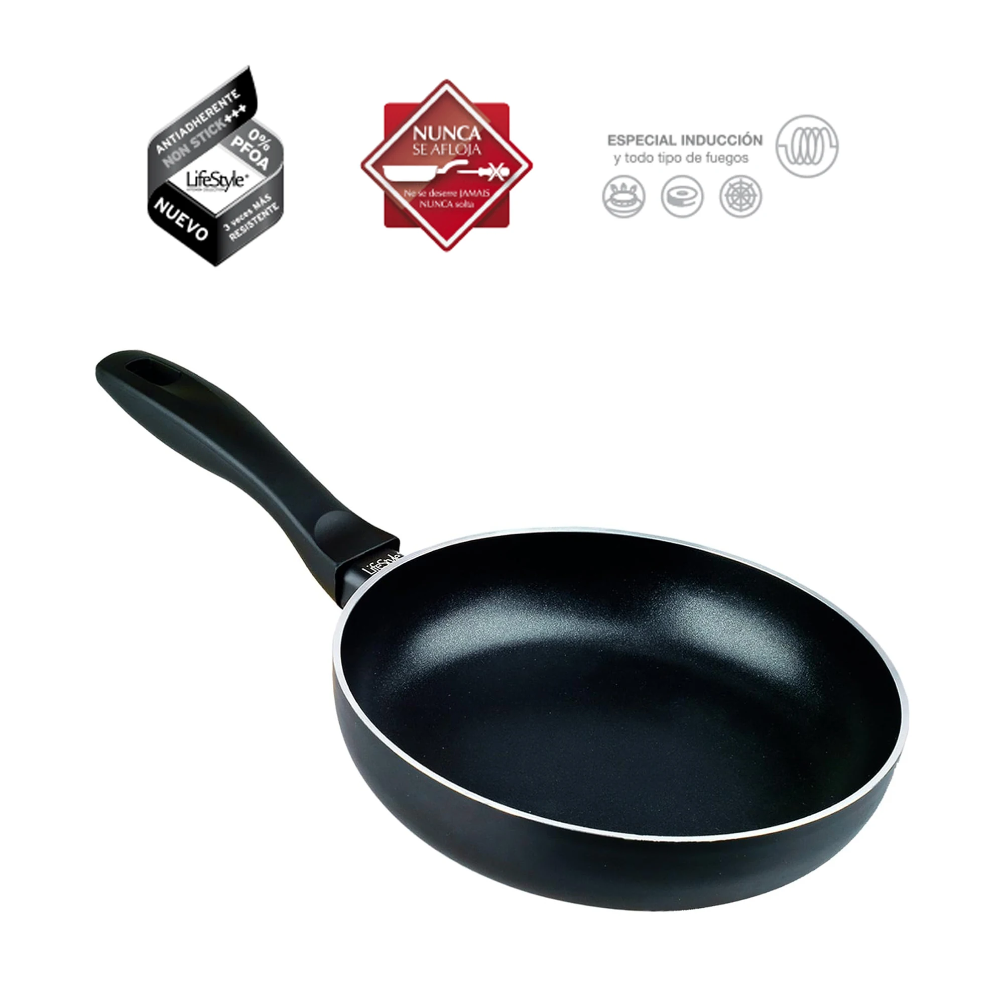 Wishes Lifestyle Sarten aluminum induction Luxe | Suitable for induction and all kinds of fires | Non-stick | 0% PFOA | "never loosen" | Silicone touch handle