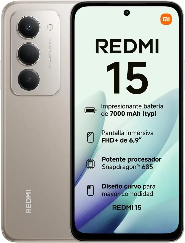 Xiaomi redmi 15 4g 8+256gb smartphone – 7000mah battery |   6.9" fhd+ 120hz screen |   Snapdragon 685 |   50mp dual camera |   33w fast charge |   Quad-curve design |   Charger not included