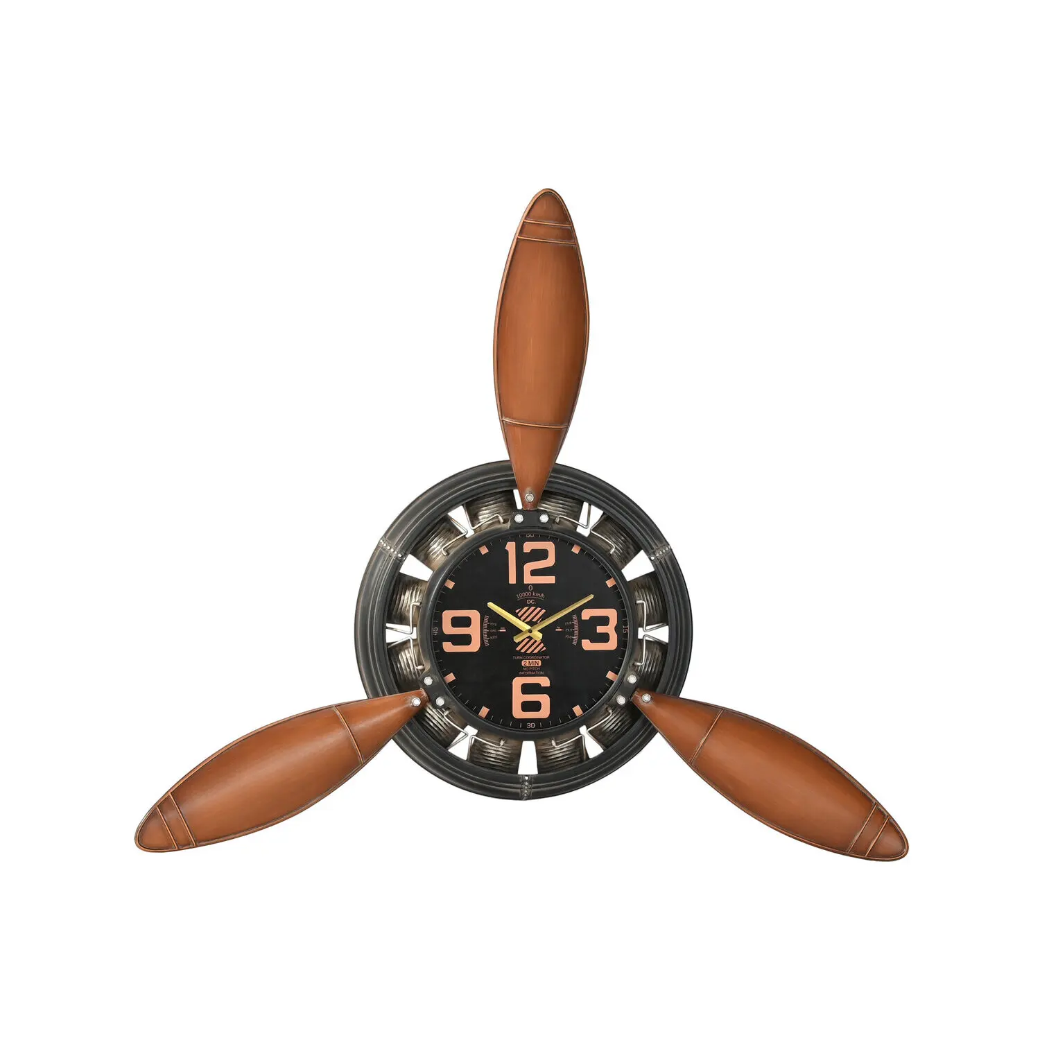 Reloj pared metal 118x24x134 helice avion negro , El mejor complemento para tu hogar.