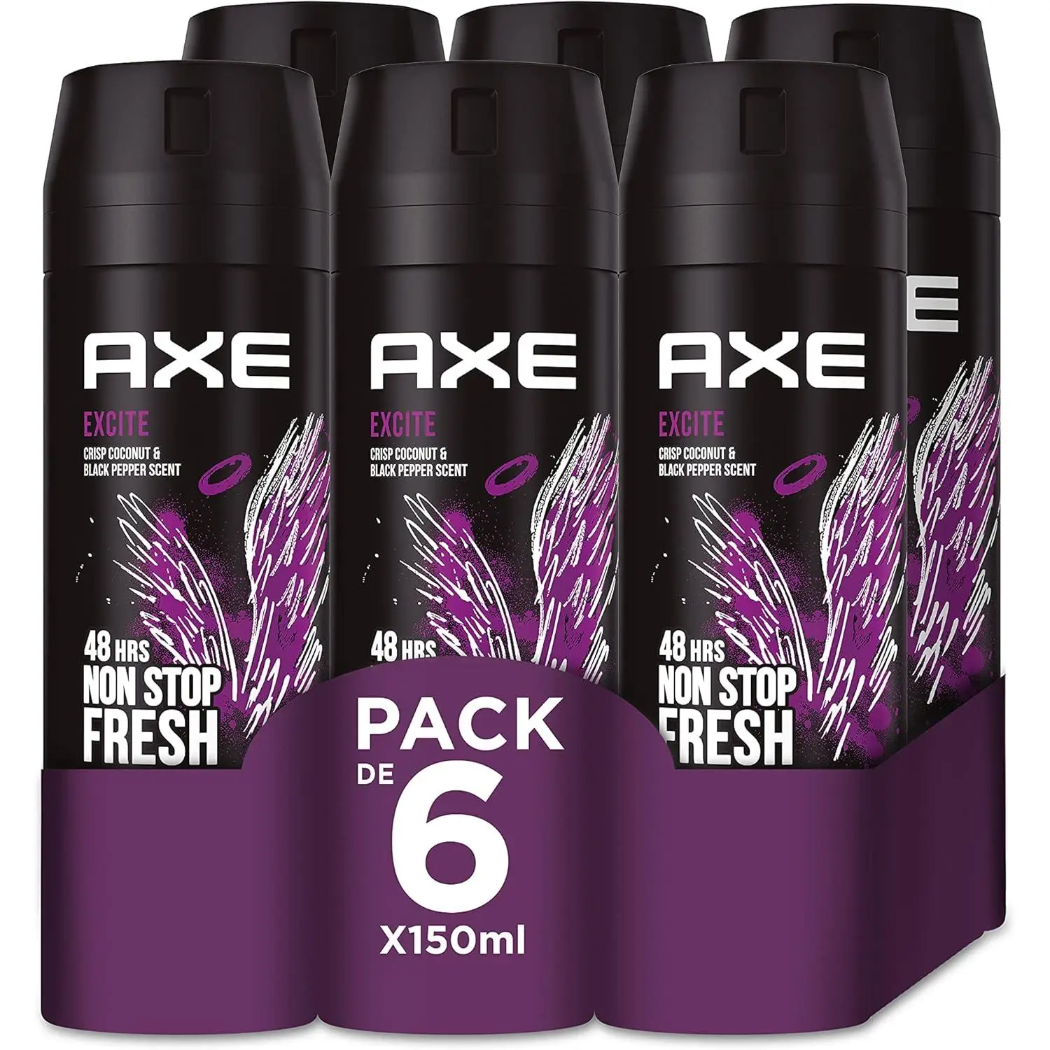 Axe Excite Desodorante Aerosol - 150 ml - Pack de 6 botes