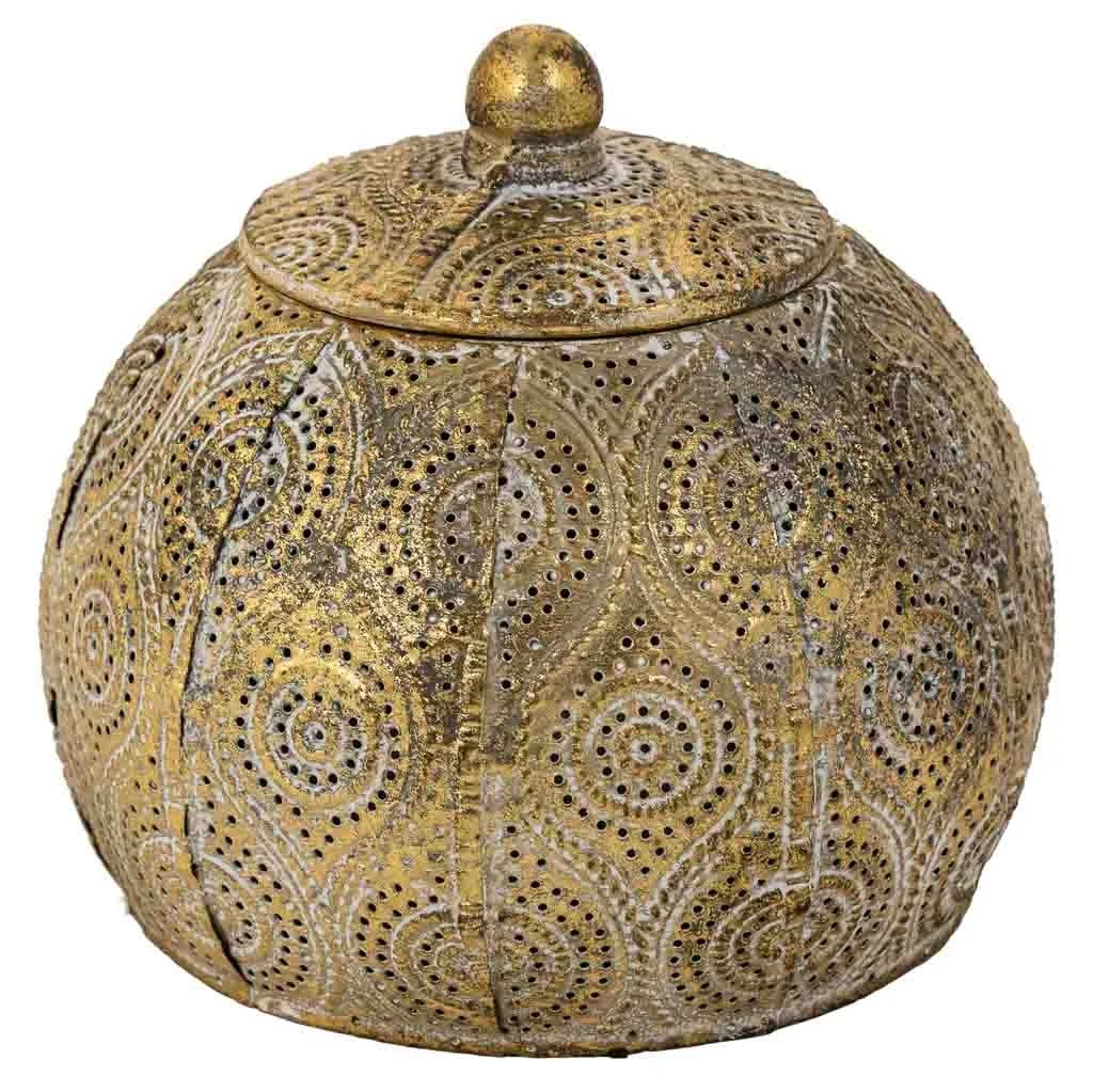 WANDERLUST DECO Caja Joyero de Metal Dorado 15x15x13.5h Cm - Almacenamiento de Joyas
