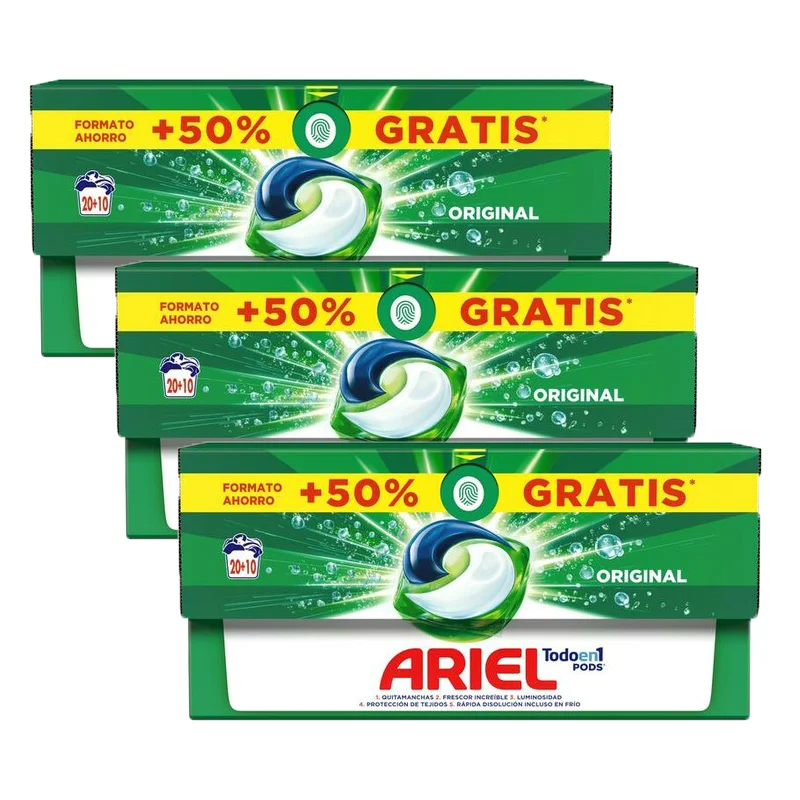 ARIEL All-in detergent Pack-1 Pods 20 + 10 (90 /120 capsules in total) liquid machine