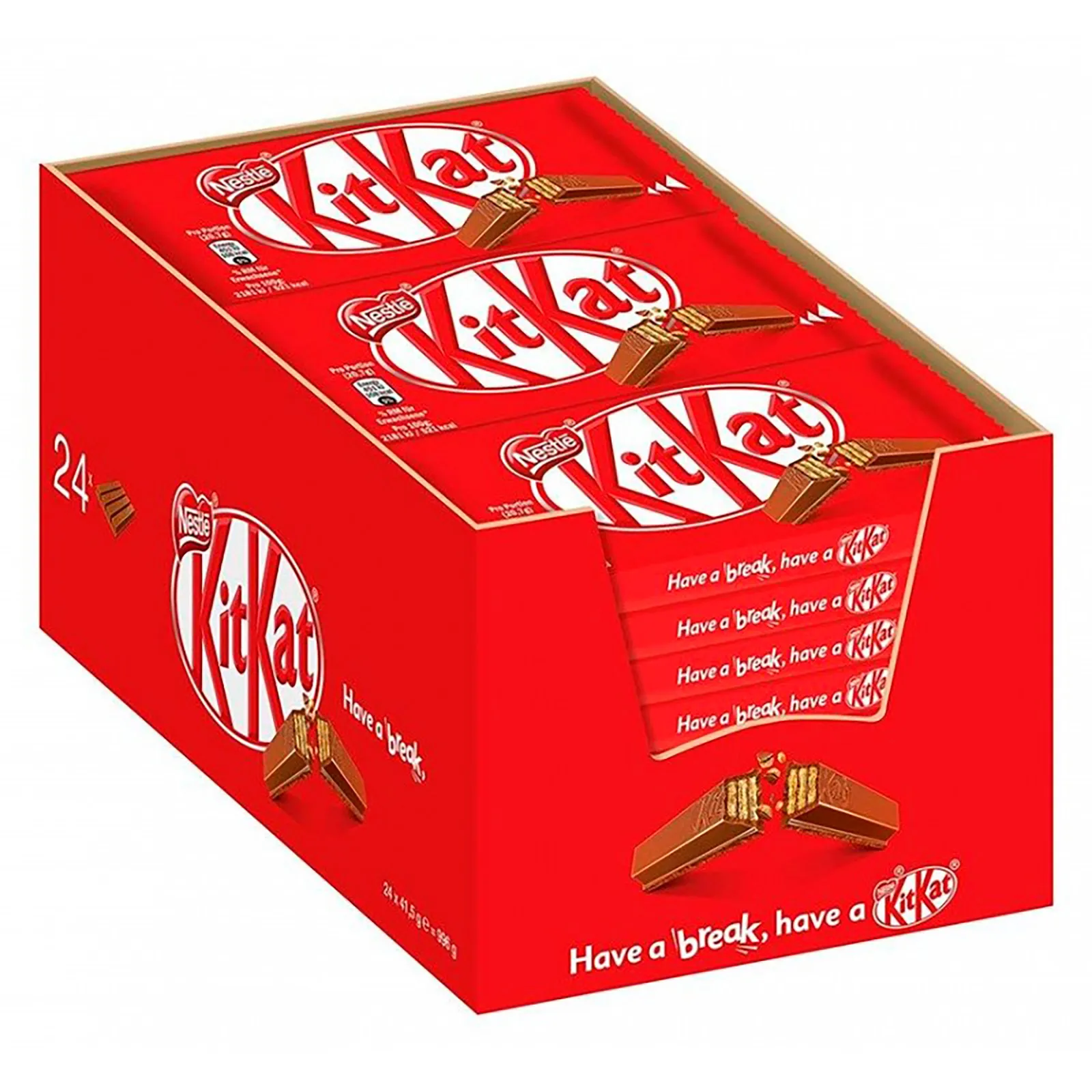 Chocolate Kit Kat Clásico en Barra, 24 Piezas de 41 g, Marca Nestlé