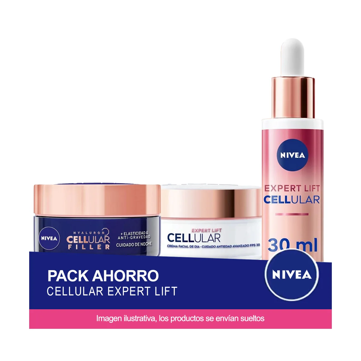 NIVEA cellular expert pack ahorro- Contiene Crema Filler de Día y de Noche + Sérum Facial Bakuchiol